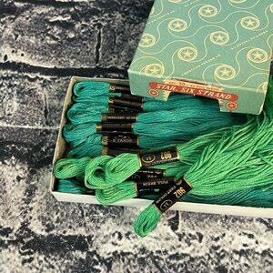Vintage Star Six Strand Cotton American Thread #902 GREENS Floss 20 Skeins